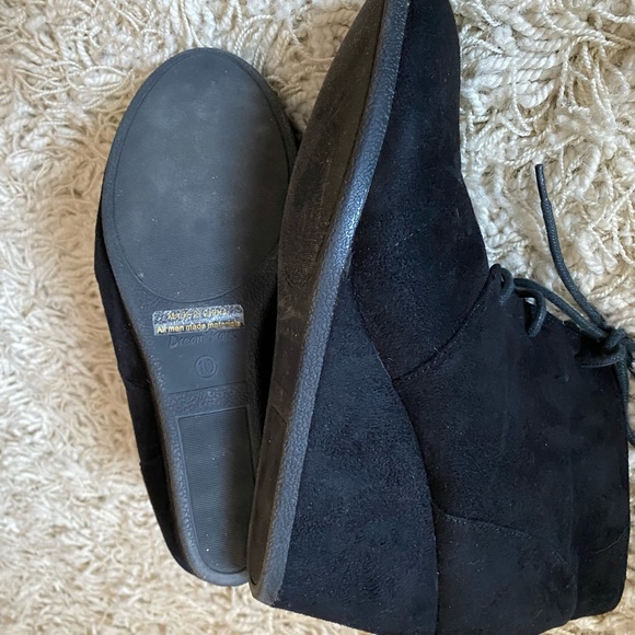 Dream Paris Tomson woman’s black suede tie Booties Wedge shoes size 10 - Picture 8 of 9